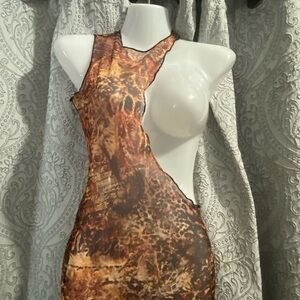 Leopard Print Asymmetrical cover up